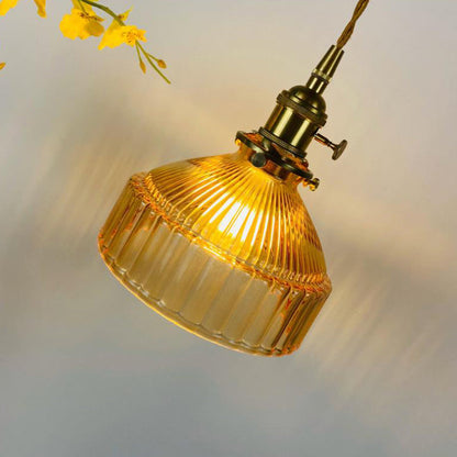 Industrielle Pendelleuchte aus Glas und Metall
