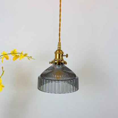 Industrielle Pendelleuchte aus Glas und Metall