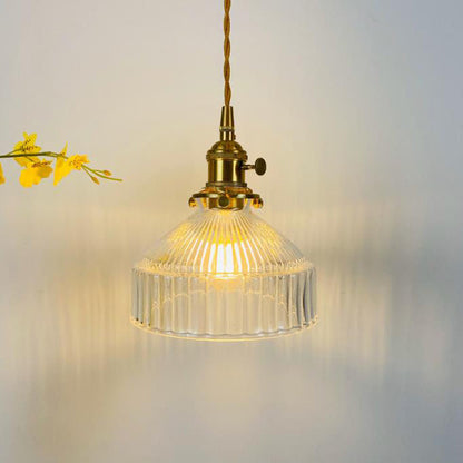 Industrielle Pendelleuchte aus Glas und Metall