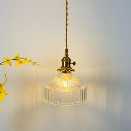 Industrielle Pendelleuchte aus Glas und Metall