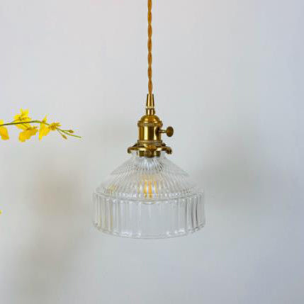 Industrielle Pendelleuchte aus Glas und Metall