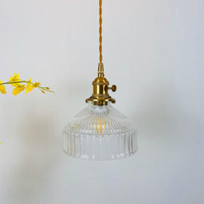 Industrielle Pendelleuchte aus Glas und Metall