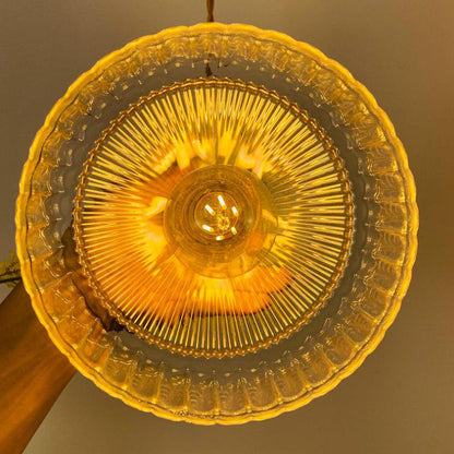Industrielle Pendelleuchte aus Glas und Metall