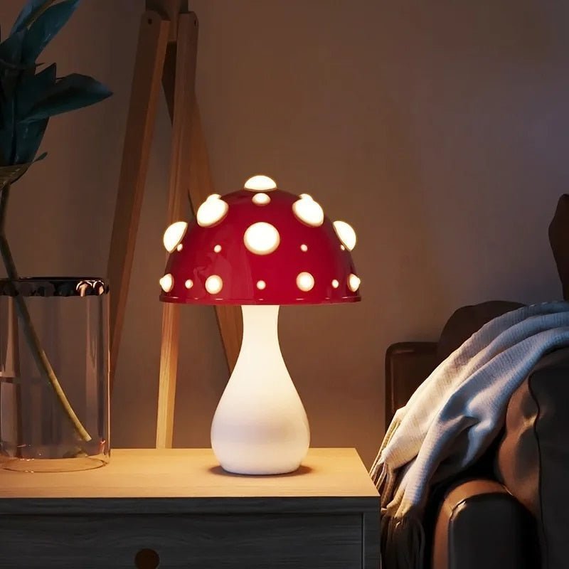 Stimmungsvolle Pilz-Tischlampe