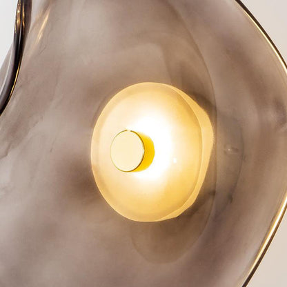Moderne LED-Wandleuchte – Glas und Eisen in Grau, Blau oder Bernstein