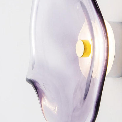 Moderne LED-Wandleuchte – Glas und Eisen in Grau, Blau oder Bernstein