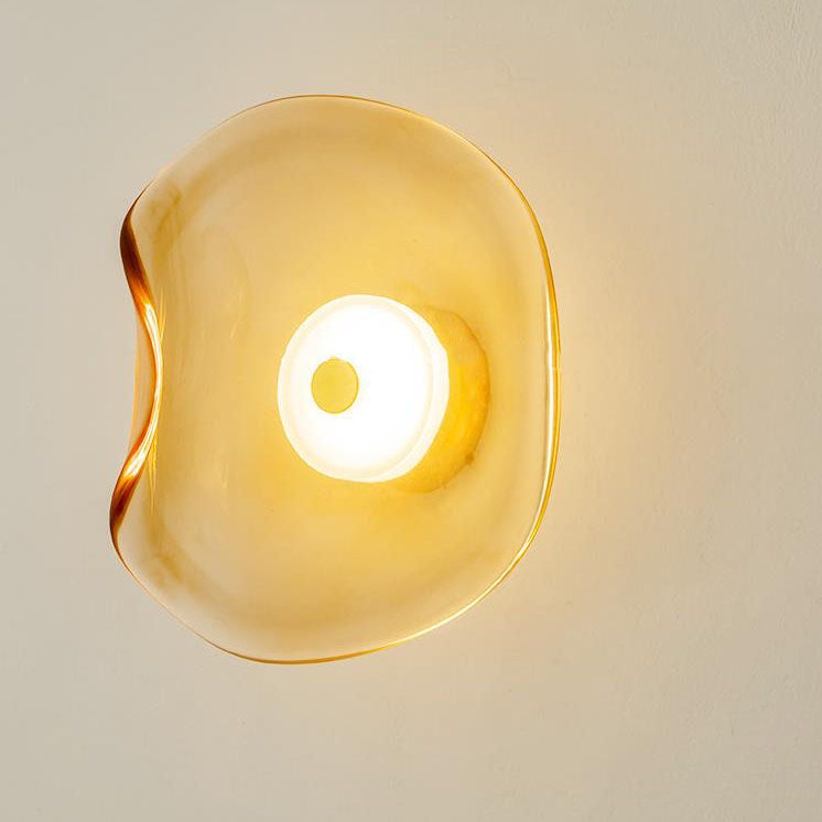 Moderne LED-Wandleuchte – Glas und Eisen in Grau, Blau oder Bernstein