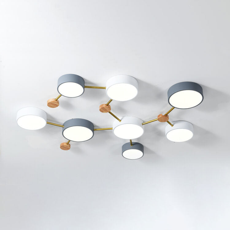 Modulare moderne LED-Deckenleuchte aus Holz und Acryl im schlichten Design