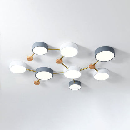 Modulare moderne LED-Deckenleuchte aus Holz und Acryl im schlichten Design
