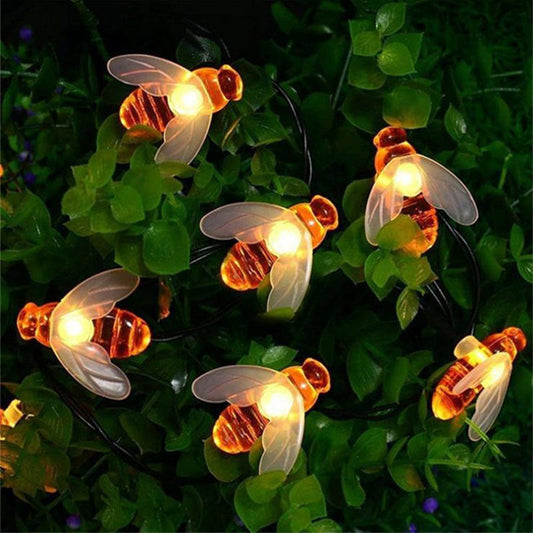 Solar-LED-Dekobeleuchtung Honigbiene – Art Deco, Farben Rot / Gelb / Weiß – Erhältlich in 20 / 30 / 50 / 100 LEDs
