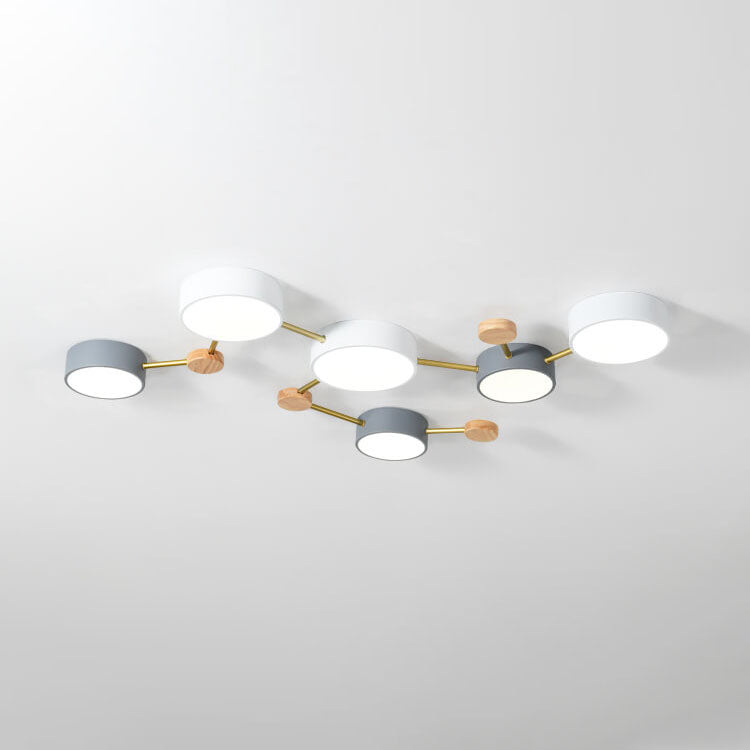 Modulare moderne LED-Deckenleuchte aus Holz und Acryl im schlichten Design