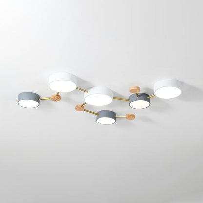 Modulare moderne LED-Deckenleuchte aus Holz und Acryl im schlichten Design