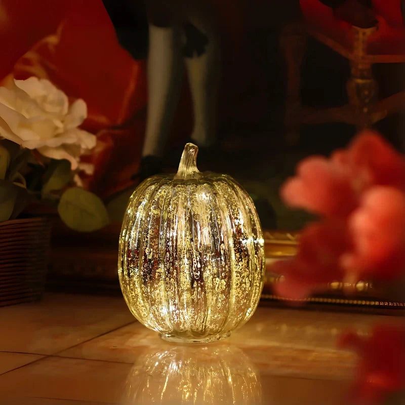 Mundgeblasene Glasleuchte Herbstedition – Mit Timer und Warmweißem Licht