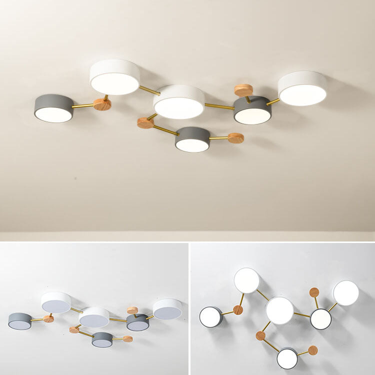 Modulare moderne LED-Deckenleuchte aus Holz und Acryl im schlichten Design