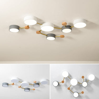 Modulare moderne LED-Deckenleuchte aus Holz und Acryl im schlichten Design