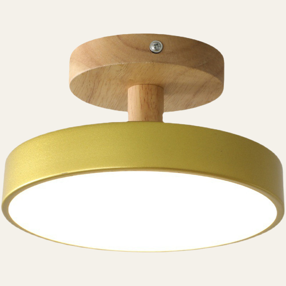Skandinavische Deckenlampe mit Holzsockel – Dezentes Pastell-Design