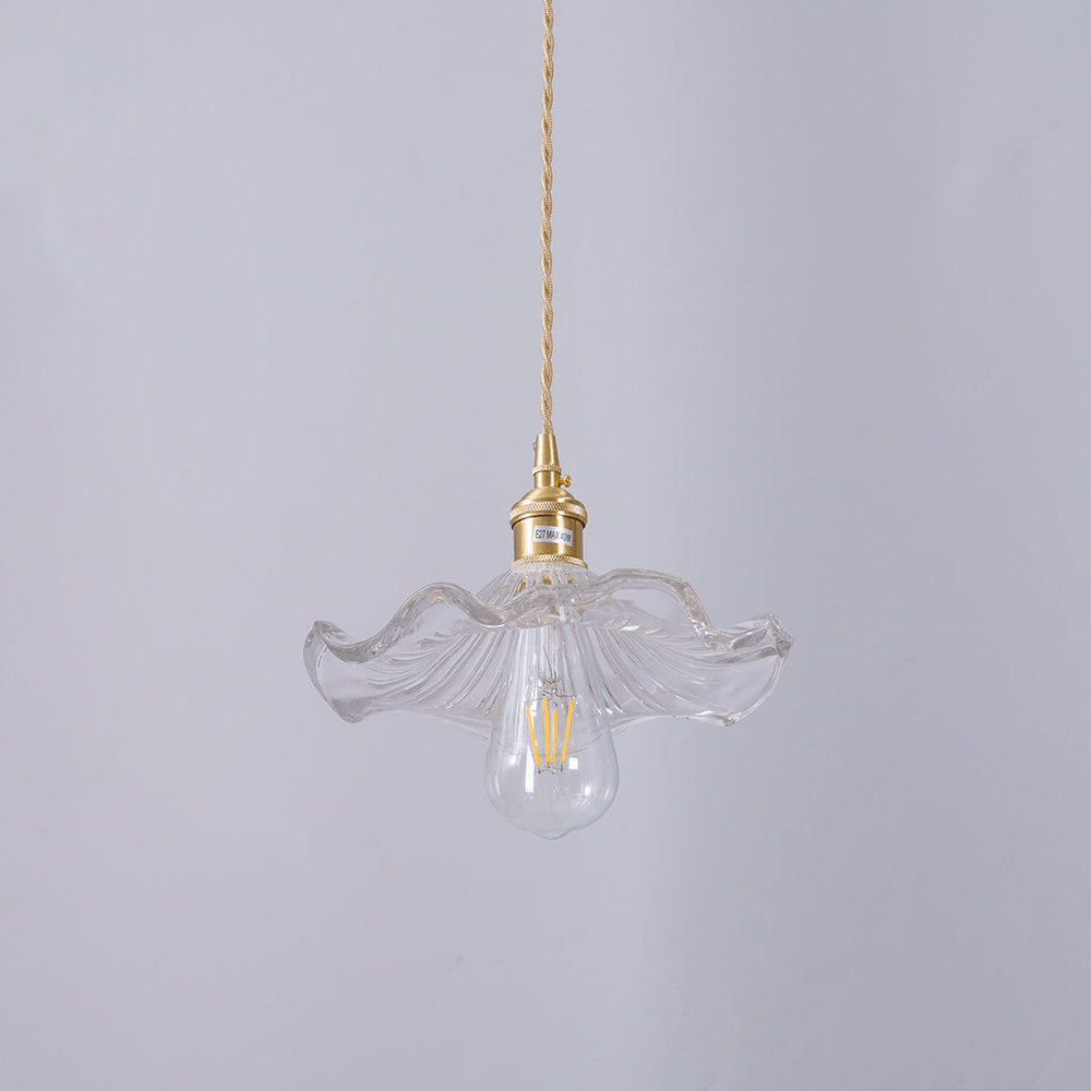 Elegante Glas-Hängelampe in Hibiskusblüten-Form mit stilvollem Design