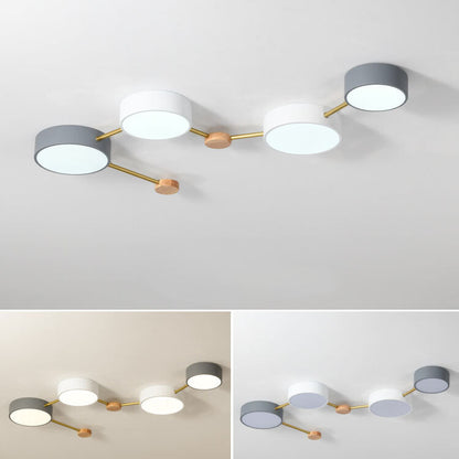 Modulare moderne LED-Deckenleuchte aus Holz und Acryl im schlichten Design