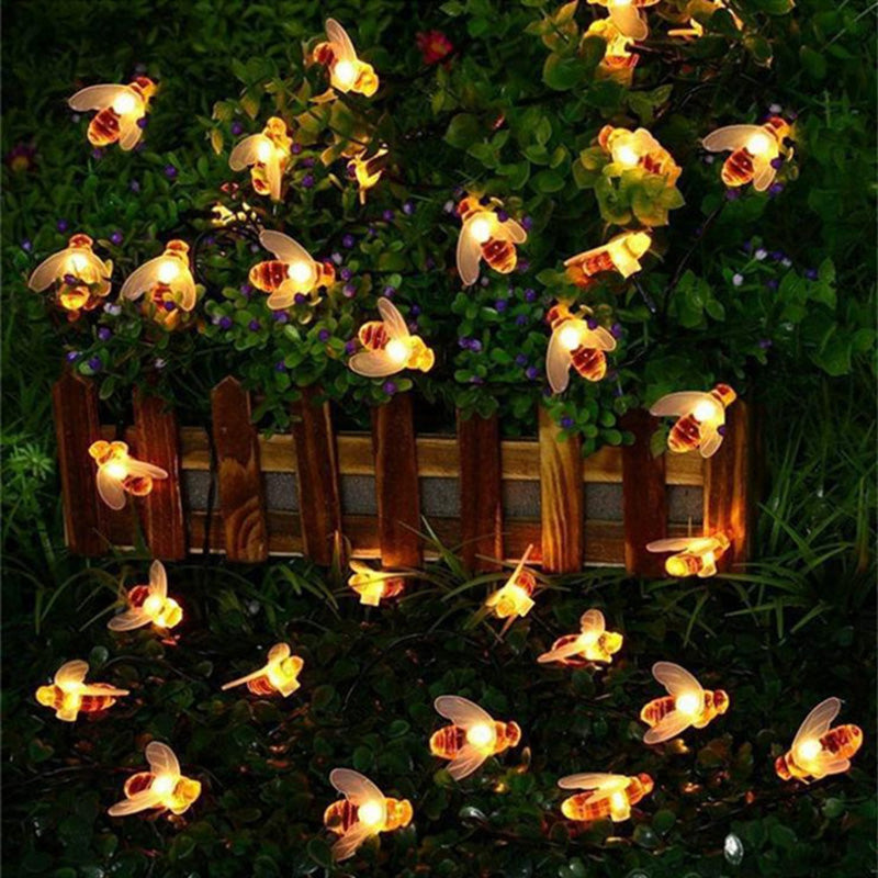 Solar-LED-Dekobeleuchtung Honigbiene – Art Deco, Farben Rot / Gelb / Weiß – Erhältlich in 20 / 30 / 50 / 100 LEDs