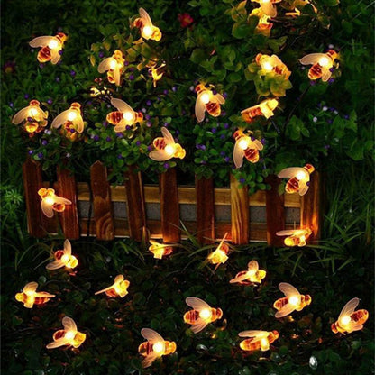 Solar-LED-Dekobeleuchtung Honigbiene – Art Deco, Farben Rot / Gelb / Weiß – Erhältlich in 20 / 30 / 50 / 100 LEDs