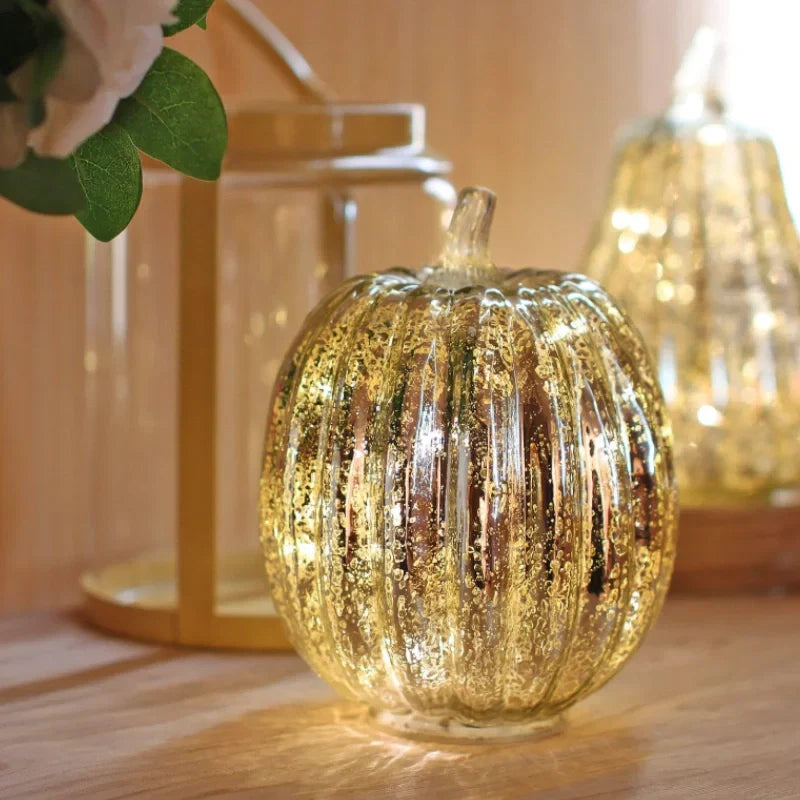 Mundgeblasene Glasleuchte Herbstedition – Mit Timer und Warmweißem Licht