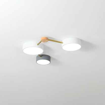 Modulare moderne LED-Deckenleuchte aus Holz und Acryl im schlichten Design