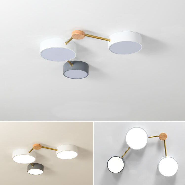 Modulare moderne LED-Deckenleuchte aus Holz und Acryl im schlichten Design