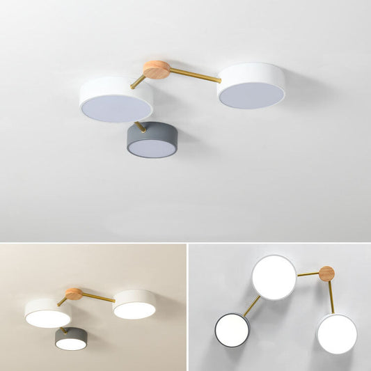 Modulare moderne LED-Deckenleuchte aus Holz und Acryl im schlichten Design