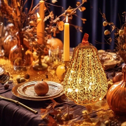 Mundgeblasene Glasleuchte Herbstedition – Mit Timer und Warmweißem Licht