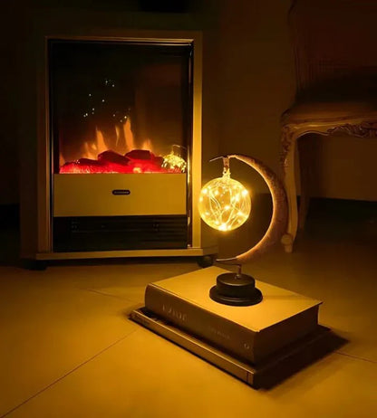 Elegante stimmungsvolle LED-Tischlampe aus Glas in Mondform mit warmem Licht