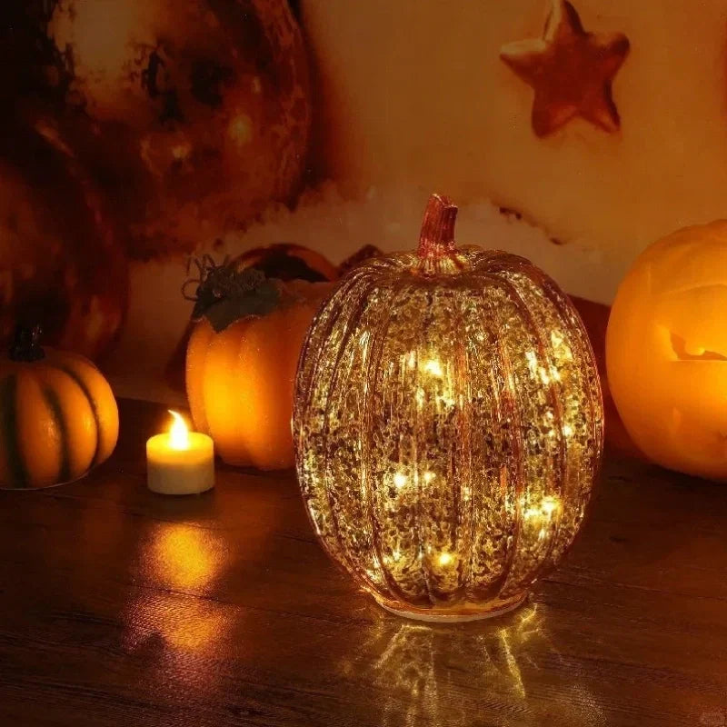 Mundgeblasene Glasleuchte Herbstedition – Mit Timer und Warmweißem Licht