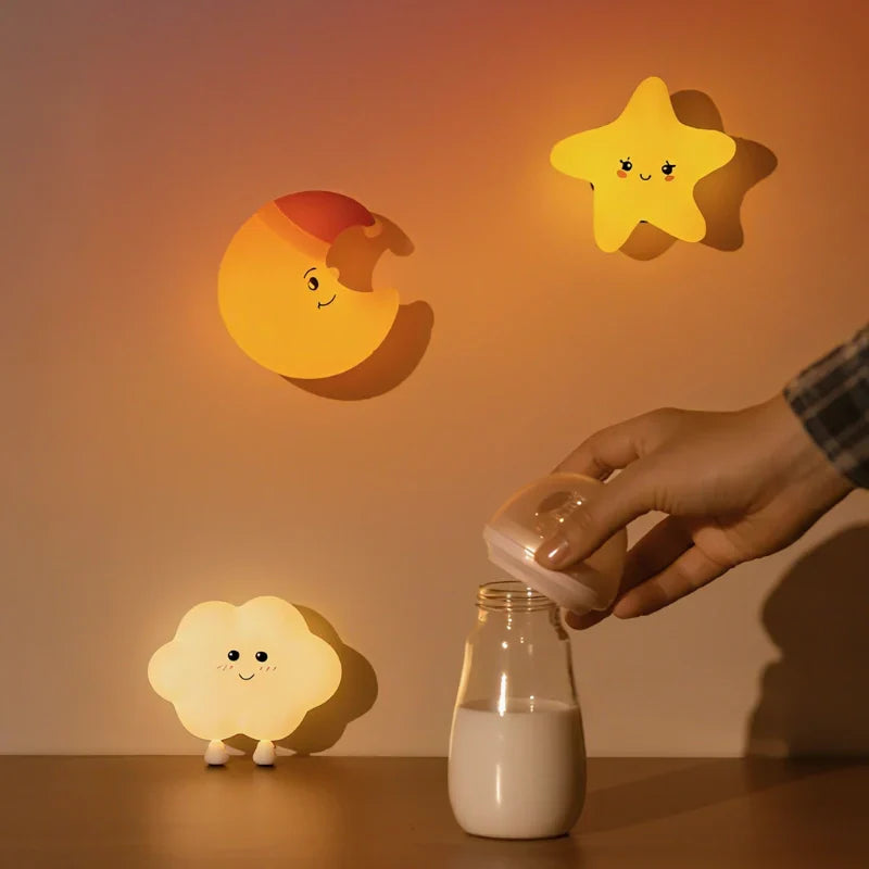 Süße Kinder-Nachtlichter – Stern, Mond und Wolke