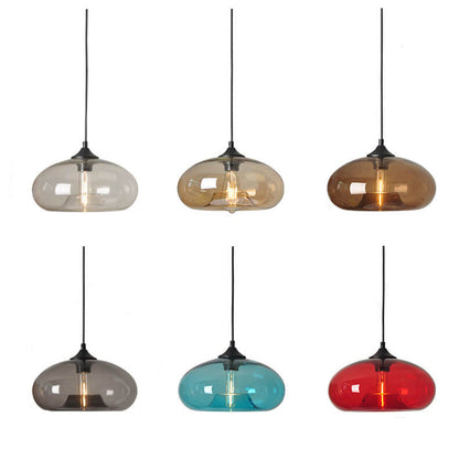 Industrielle Glas-Pendelleuchte – Ø28 cm, mehrere Farben, Fassung E26