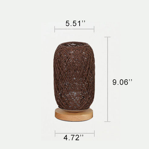 Industrielle Tischlampe aus Rattan und Holz – Japandi, minimalistisches Design und natürlicher Charme