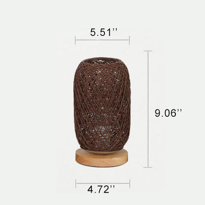 Industrielle Tischlampe aus Rattan und Holz – Japandi, minimalistisches Design und natürlicher Charme