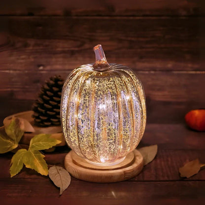 Mundgeblasene Glasleuchte Herbstedition – Mit Timer und Warmweißem Licht
