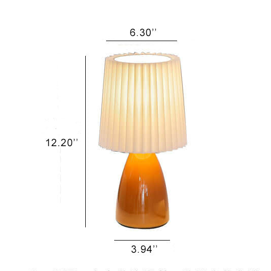 Skandinavische Glas-Tischlampe mit Stoffschirm – 3-Farben dimmbares Licht