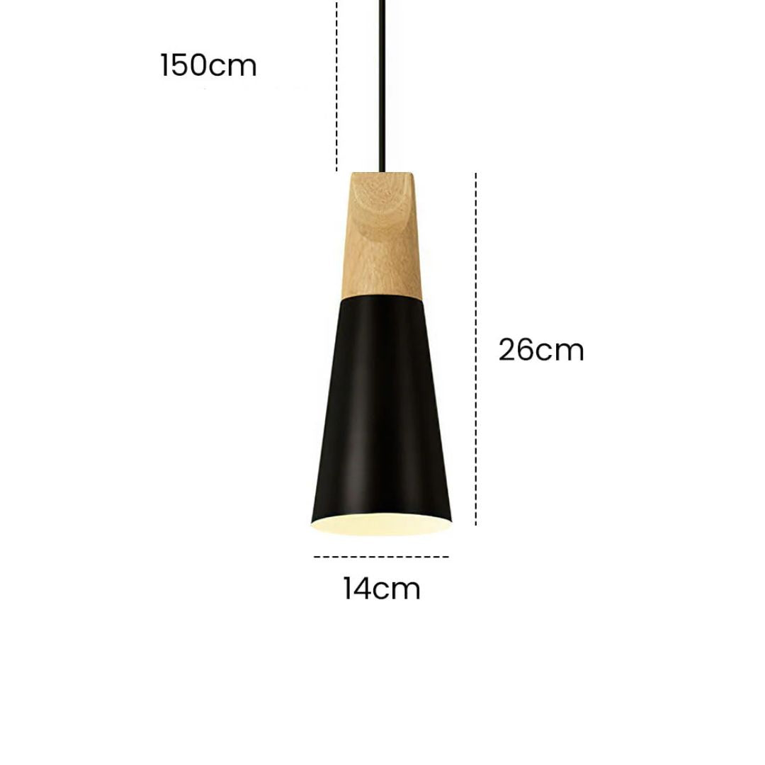 Ovia – Skandinavische Pendelleuchte aus Holz und Aluminium, minimalistisches Design