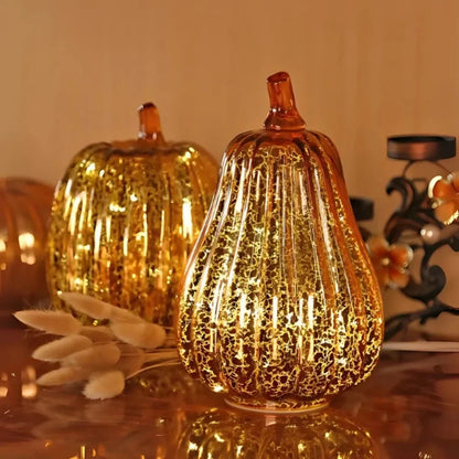 Mundgeblasene Glasleuchte Herbstedition – Mit Timer und Warmweißem Licht