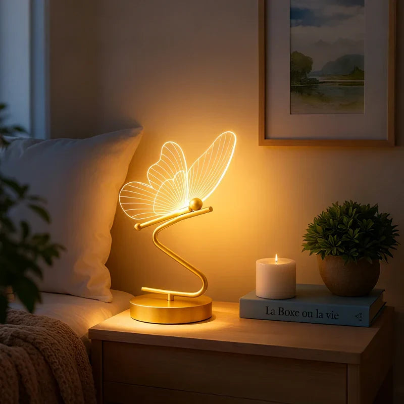 Stilvolle kabellose Tischleuchte – Schmetterlingsdesign mit 3 Lichtfarben