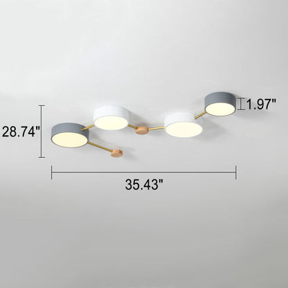 Modulare moderne LED-Deckenleuchte aus Holz und Acryl im schlichten Design