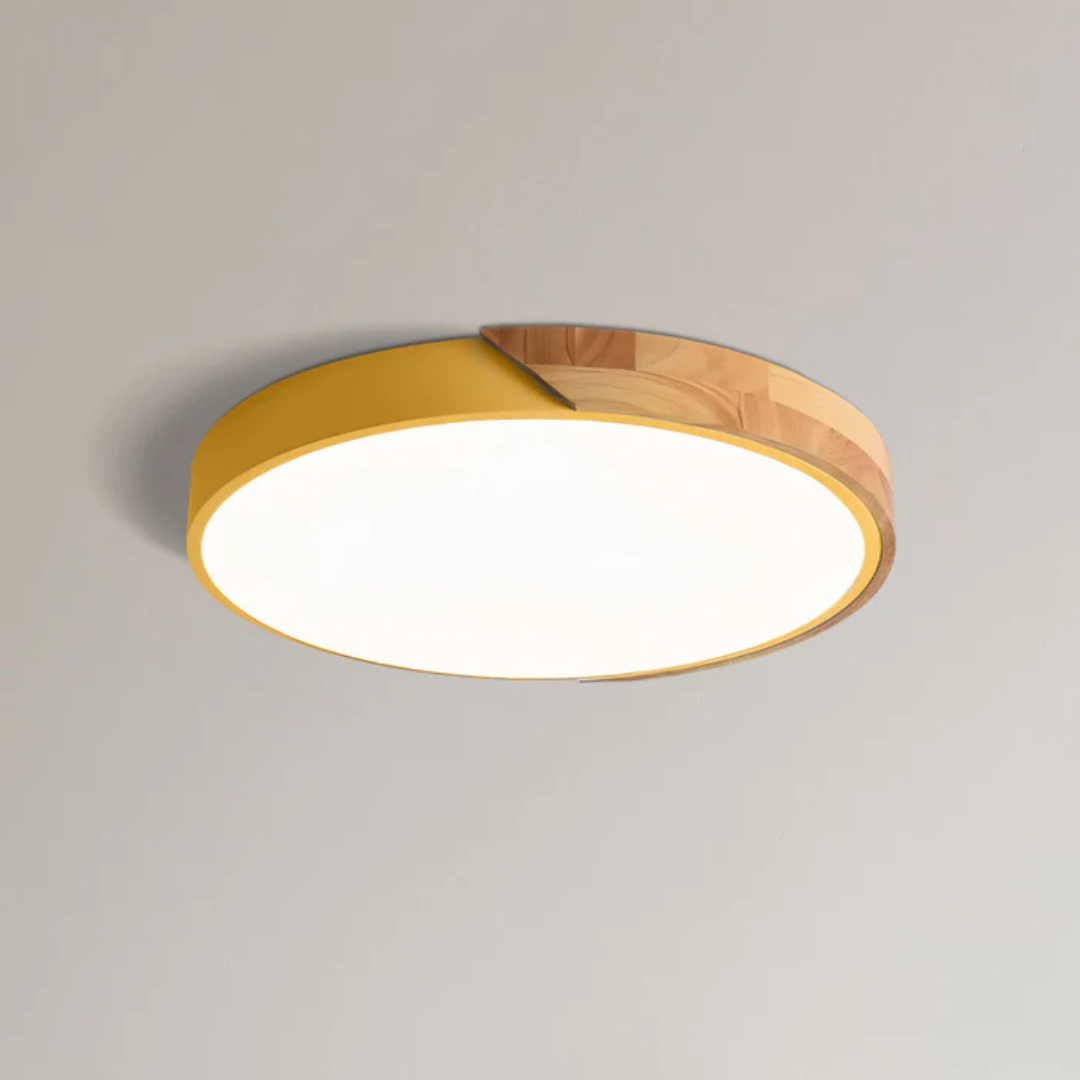 LED-Deckenlampe im skandinavischen Stil aus Holz und Acryl