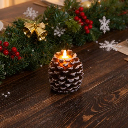 Herbstliche Kiefernzapfen-Beleuchtung – 2er-Set mit realistischem LED-Flammeneffekt