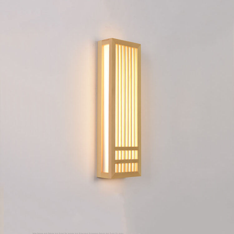 Moderne LED-Wandlampe aus Holz mit Beige- und Acrylakzenten