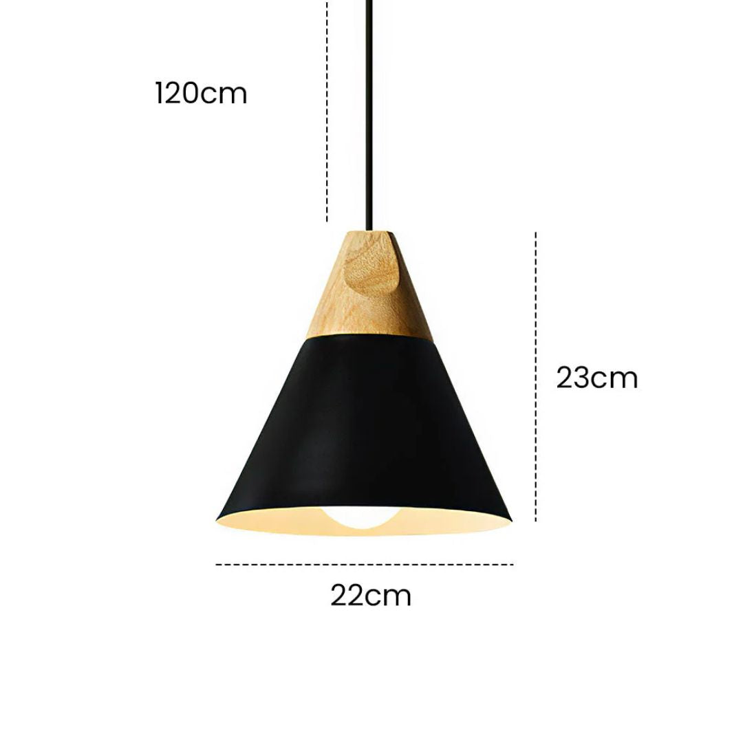 Ovia – Skandinavische Pendelleuchte aus Holz und Aluminium, minimalistisches Design