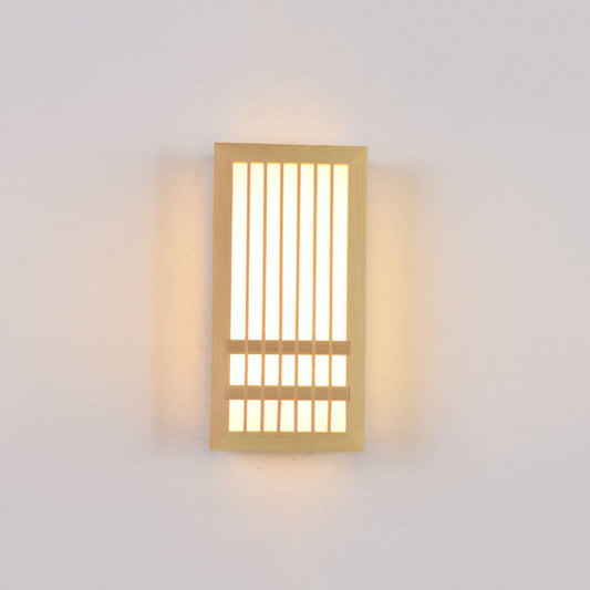 Moderne LED-Wandlampe aus Holz mit Beige- und Acrylakzenten