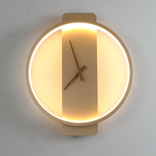 Moderne Wandleuchte mit Uhrenmotiv – Acryl und Metall – Gold/Schwarz – LED 18W