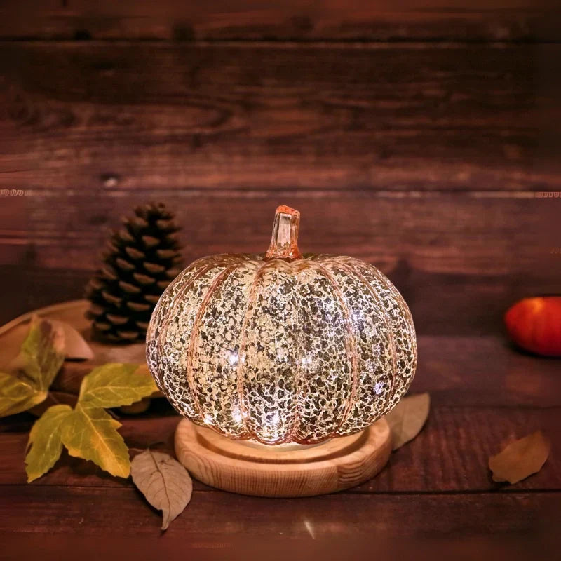 Mundgeblasene Glasleuchte Herbstedition – Mit Timer und Warmweißem Licht