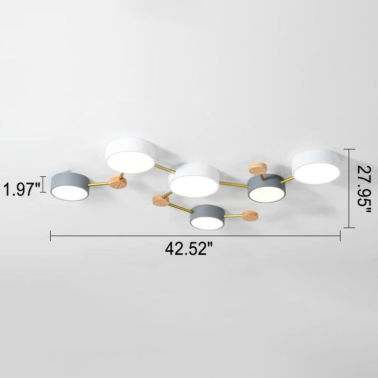 Modulare moderne LED-Deckenleuchte aus Holz und Acryl im schlichten Design