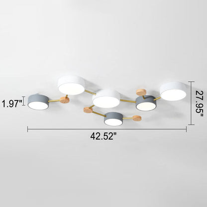 Modulare moderne LED-Deckenleuchte aus Holz und Acryl im schlichten Design